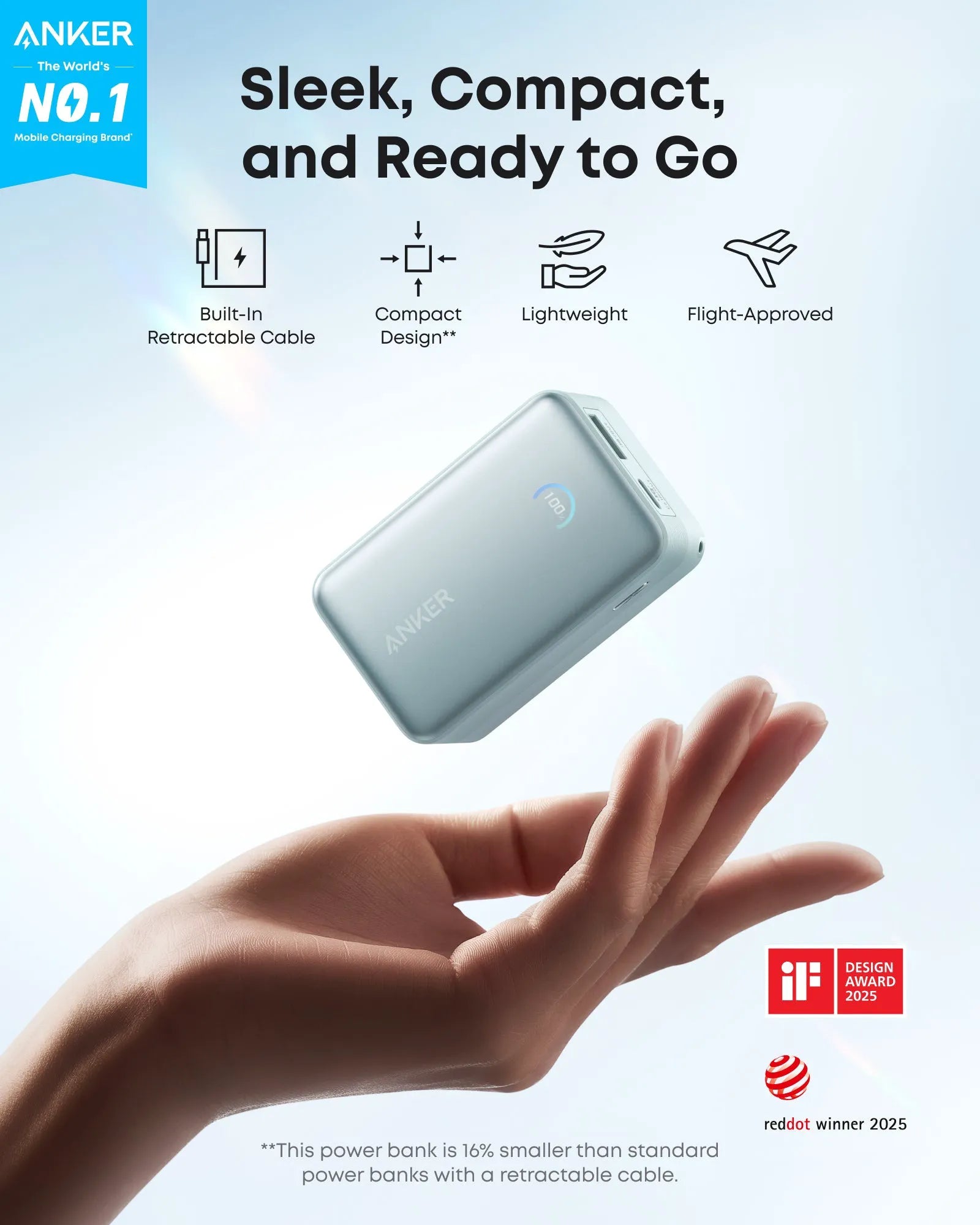 Anker Nano Power Bank 10K with 45W and Built-In Retractable USB-C Cable