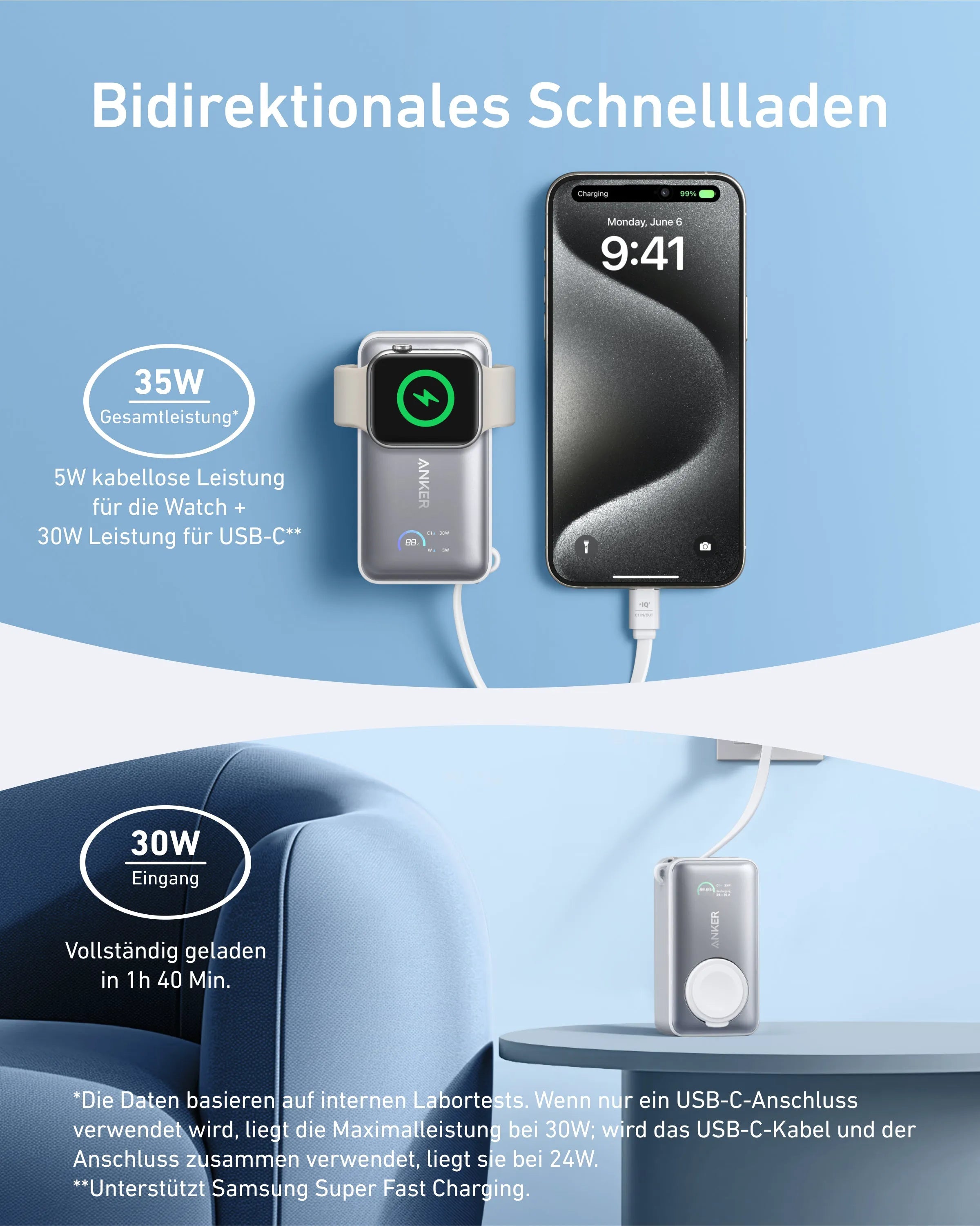Anker MagGo Power Bank (10000mAh, 35W, for Apple Watch)