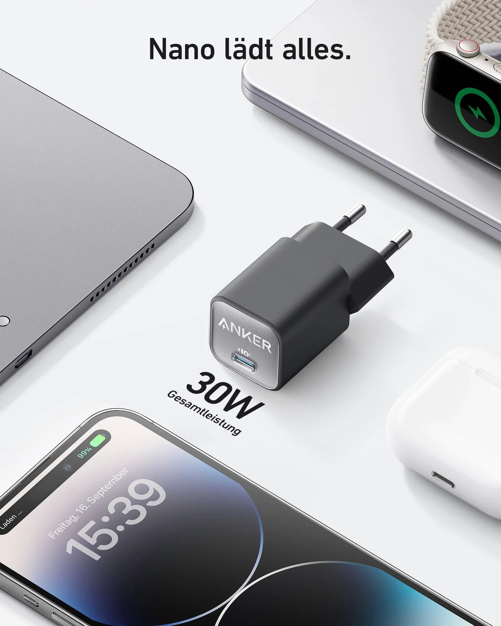 Anker Zolo 70W 4-Port Charger + Anker 511 Nano 3 30W Charger + Anker Prime USB-C to USB-C Cable 2-Pack (0.9m, 240W, Upcycled Braided Design)
