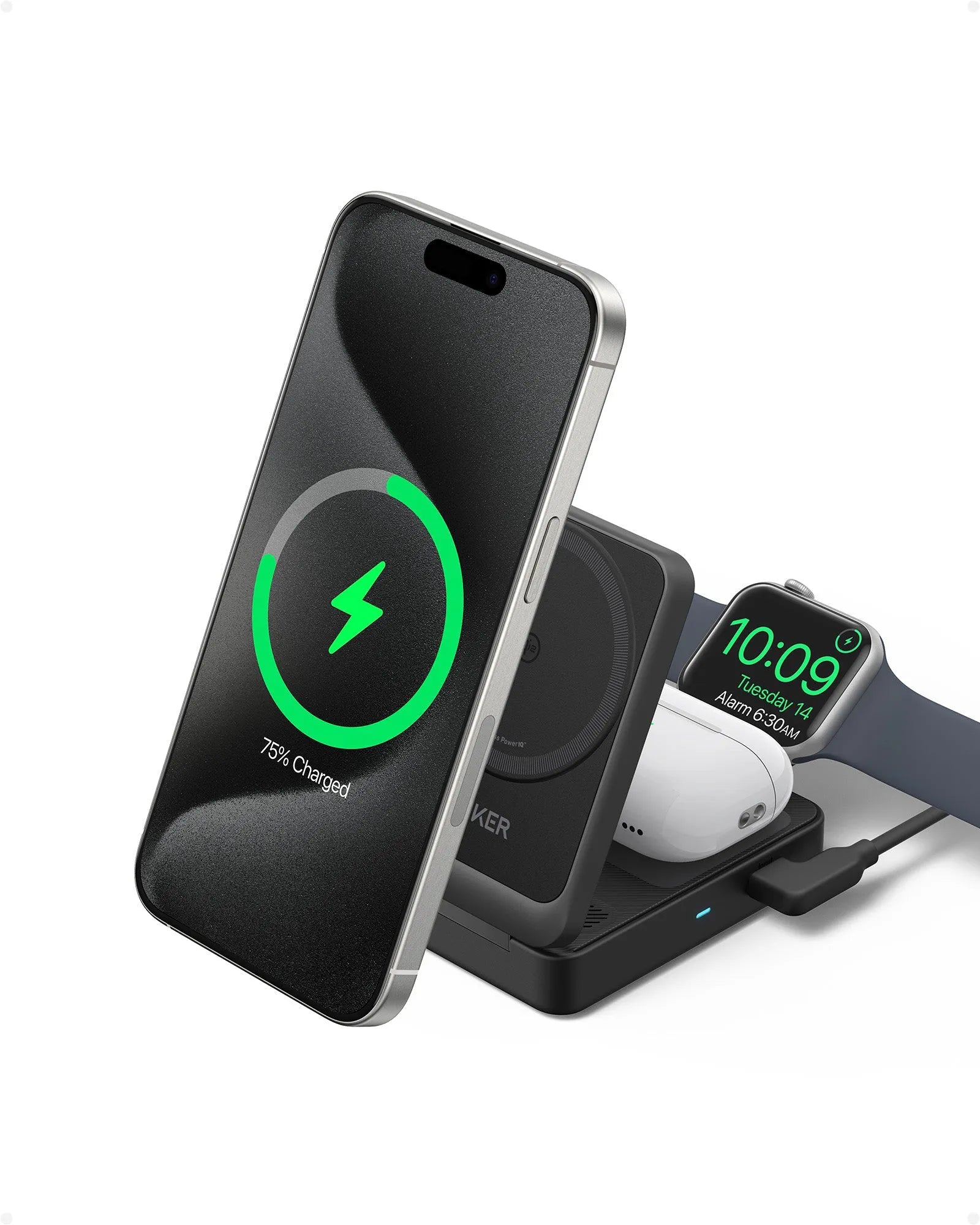 Anker MagGo Wireless Charging Station (Foldable 3-in-1) + Anker MagGo Power Bank (10K)