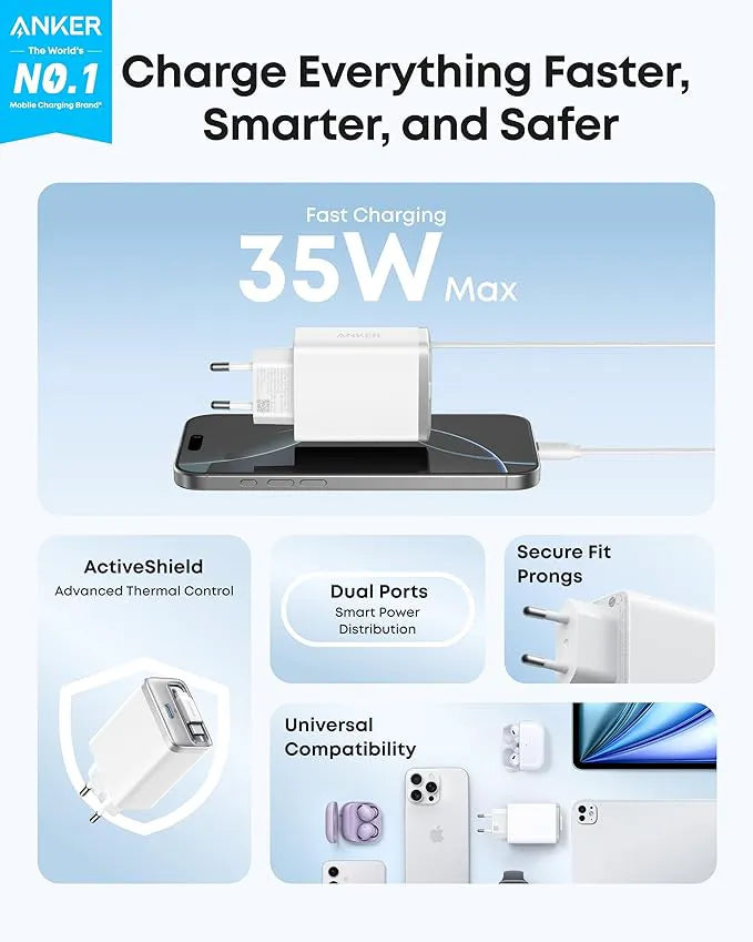 Anker Nano Charger 35W with Built-In Retractable USB-C Cable