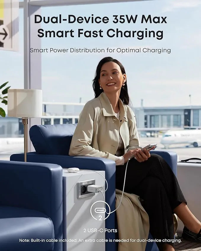 Anker Nano Charger 35W with Built-In Retractable USB-C Cable