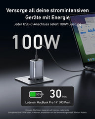 Anker Prime Charger (100W, 3 Ports, GaN) + Anker Prime USB-C to USB-C Cable (240W, Upcycled Braided Design)