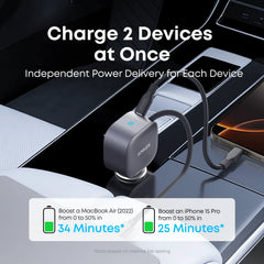 Anker Nano Car Charger 75W with Built-In Retractable USB-C Cable