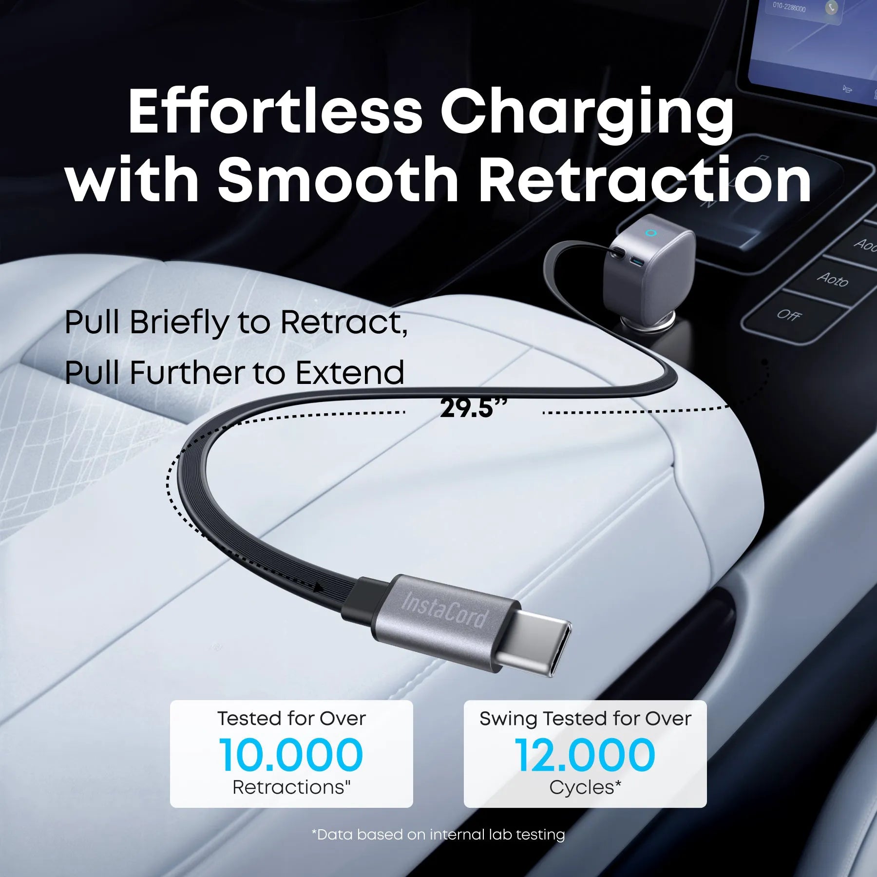 Anker Nano Car Charger 75W with Built-In Retractable USB-C Cable