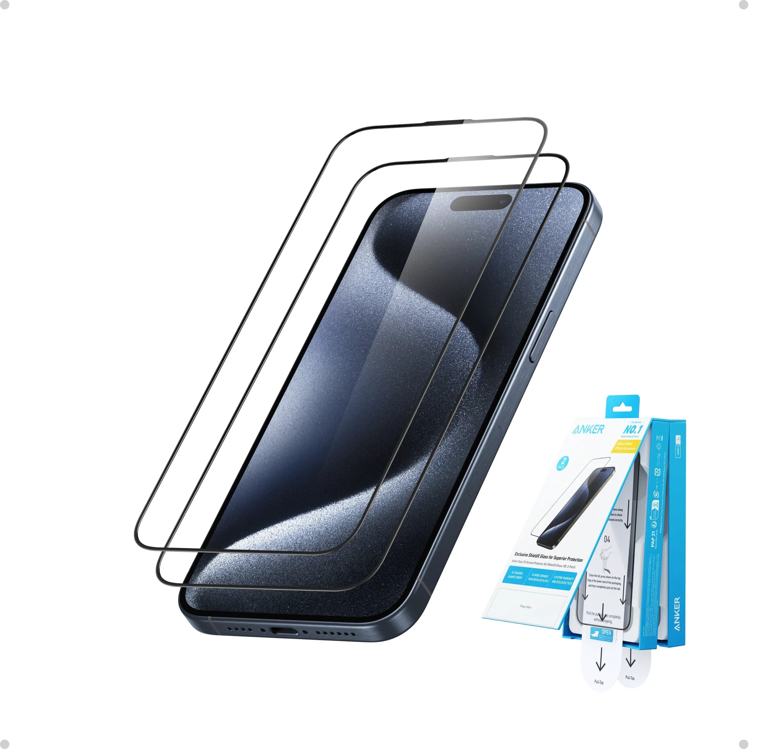 Anker Easy Fit Screen Protector (2-Pack) for iPhone 16 Plus