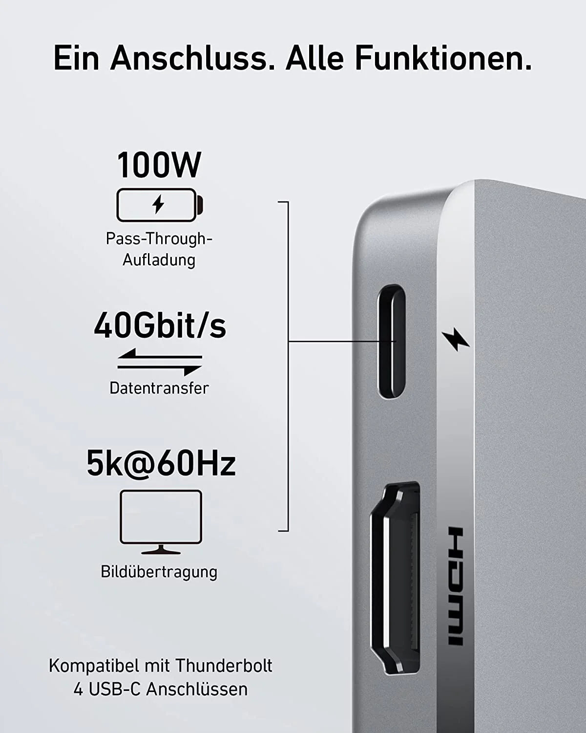 Anker Prime Charger (250W, 6 Ports, GaNPrime) + Anker 547 USB-C Hub (7-in-2, for MacBook, Gray)
