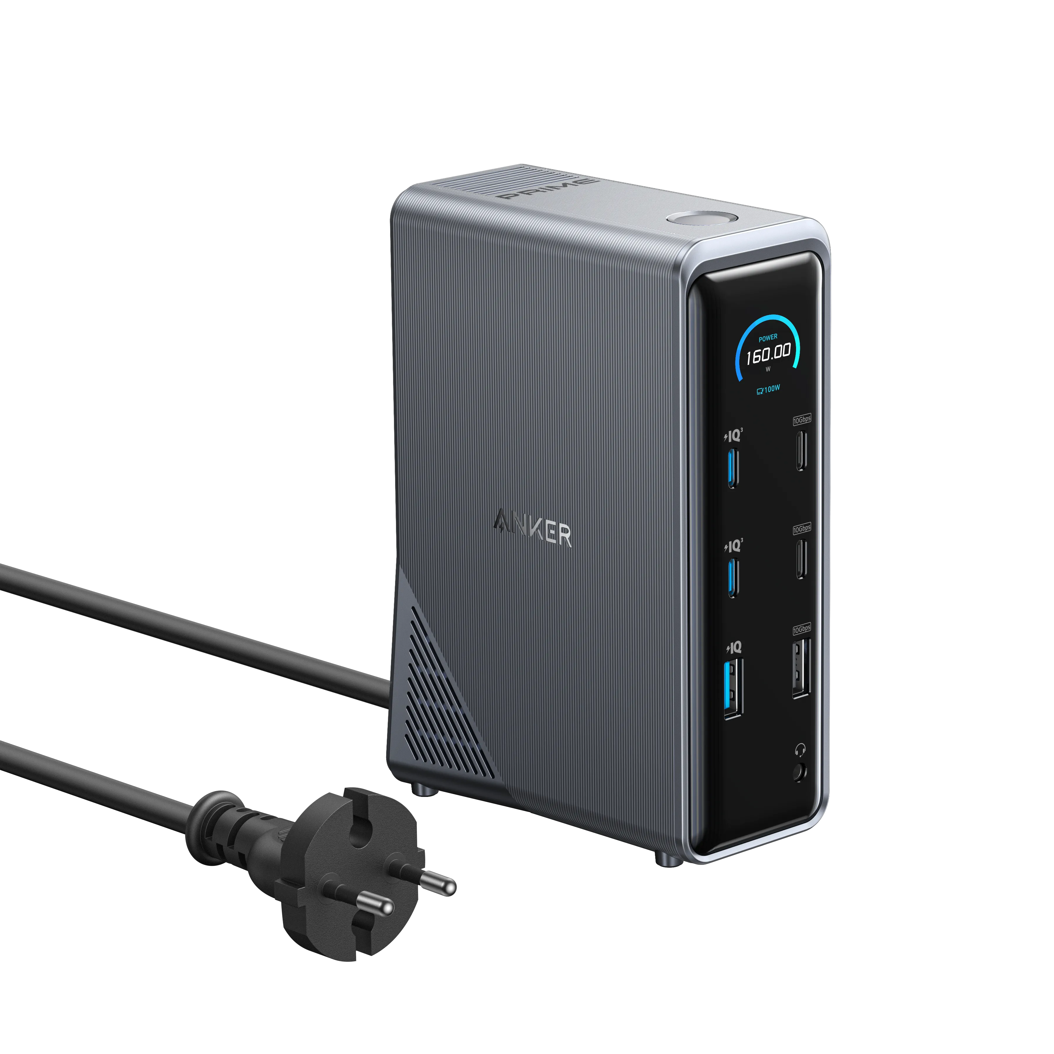 Anker Prime Charging Station (14-in-1, Dual Display, 160W) + Anker Prime USB-C to USB-C Cable (0.9m, 240W, Upcycled Braided Design)