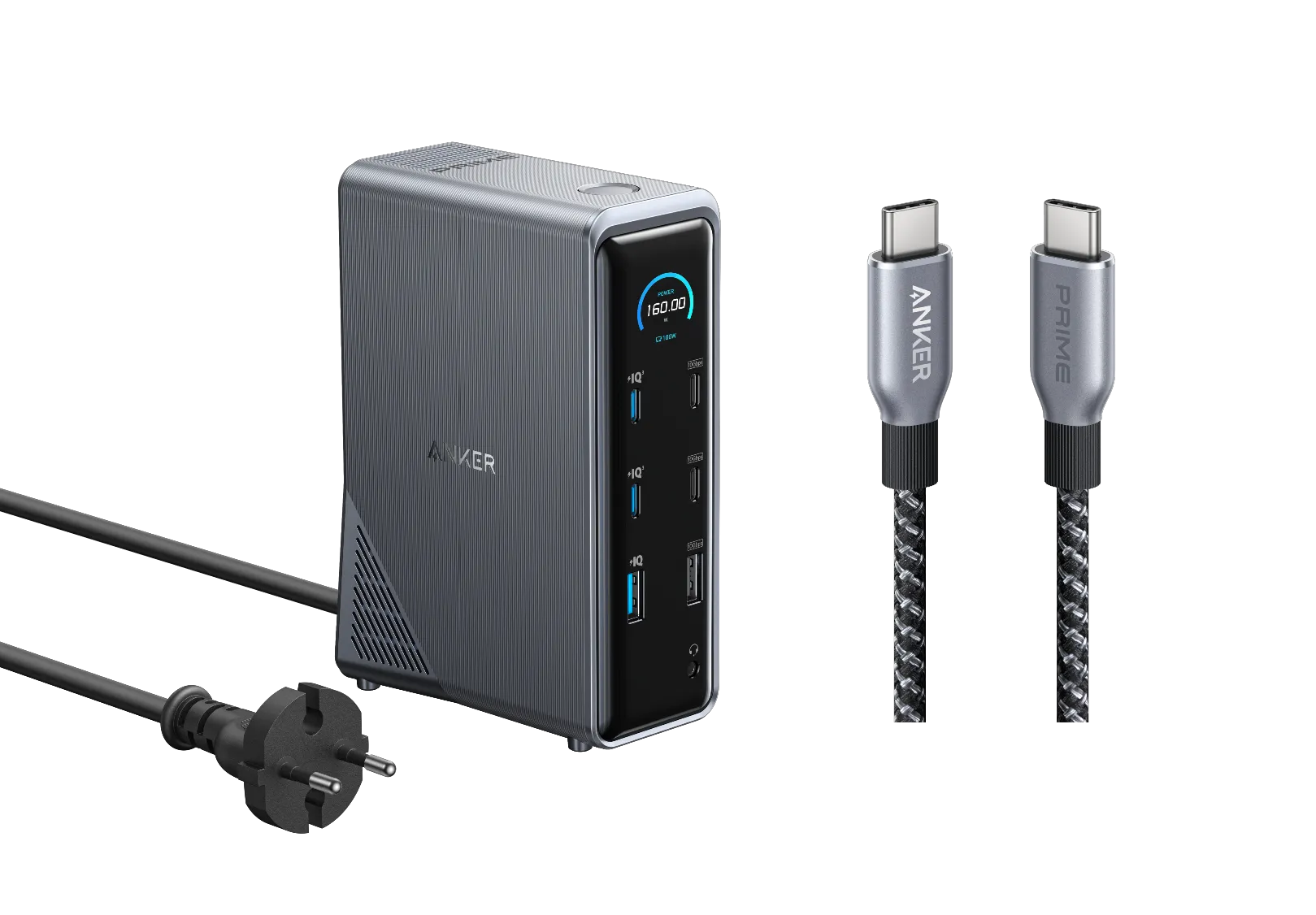 Anker Prime Charging Dock (14-in-1, Dual Display, 160W) + Anker Prime USB-C to USB-C Cable (0.9m, 240W, Upcycled Braided Design) (Members Only)