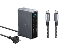 Anker Prime Charging Station (14-in-1, Dual Display, 160W) + Anker Prime USB-C to USB-C Cable (0.9m, 240W, Upcycled Braided Design)