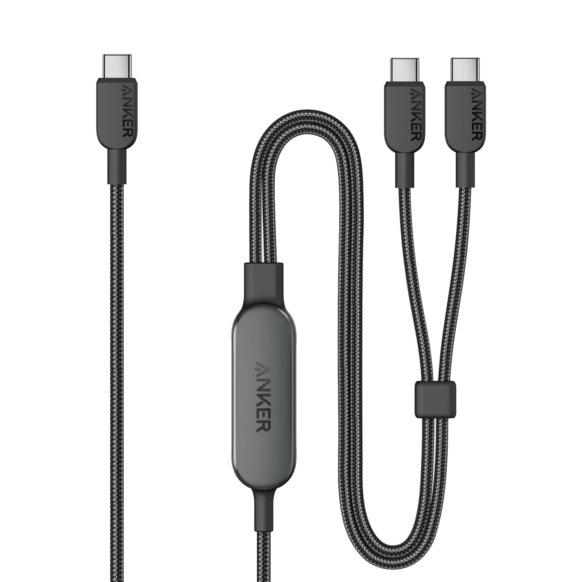 Anker Prime Charger (250W, 6 Ports, GaNPrime) + Anker 2-in-1 USB-C to USB-C Cable (120cm, 140W, Braided Design)