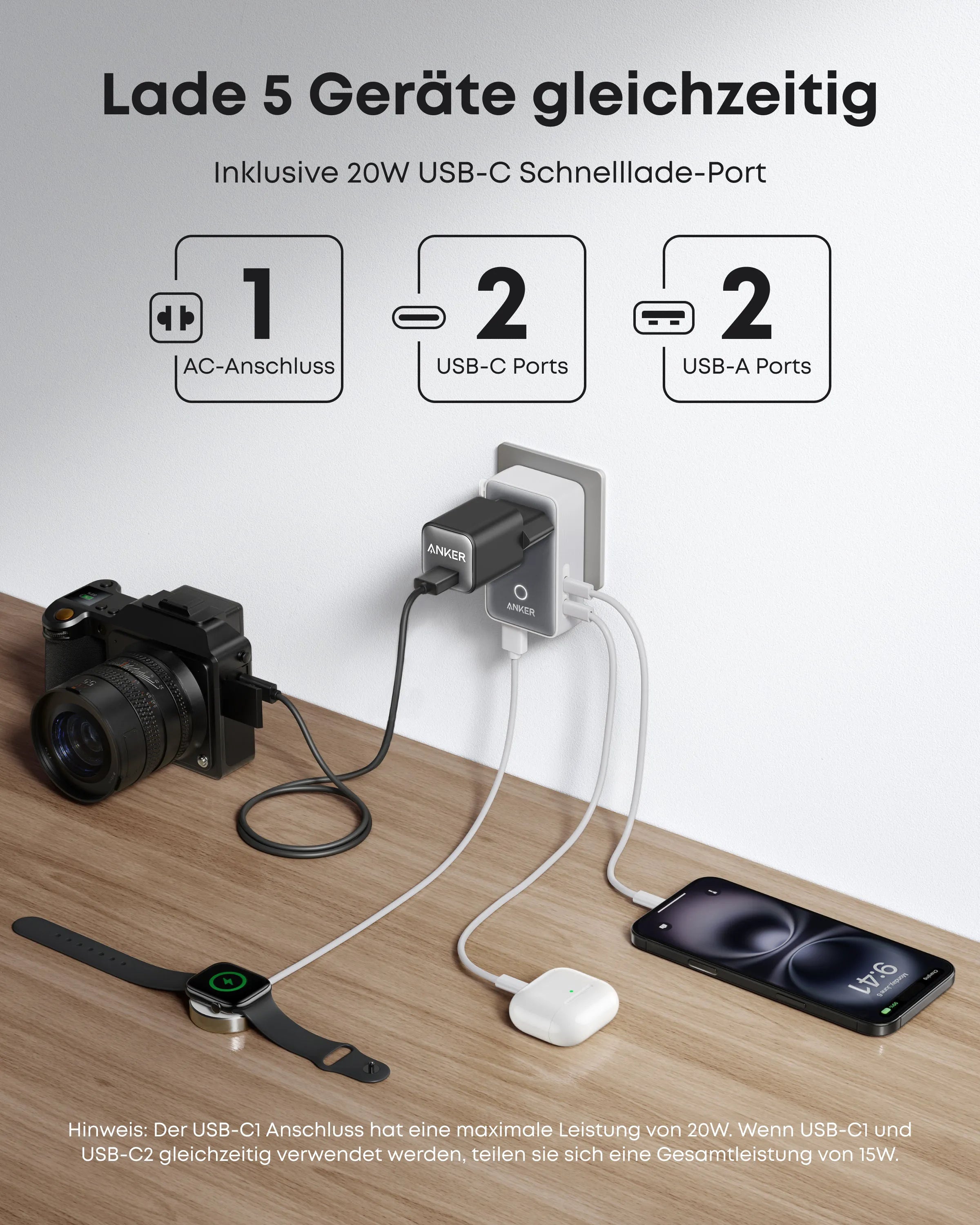 Anker Nano Travel Adapter (5-in-1, 20W)