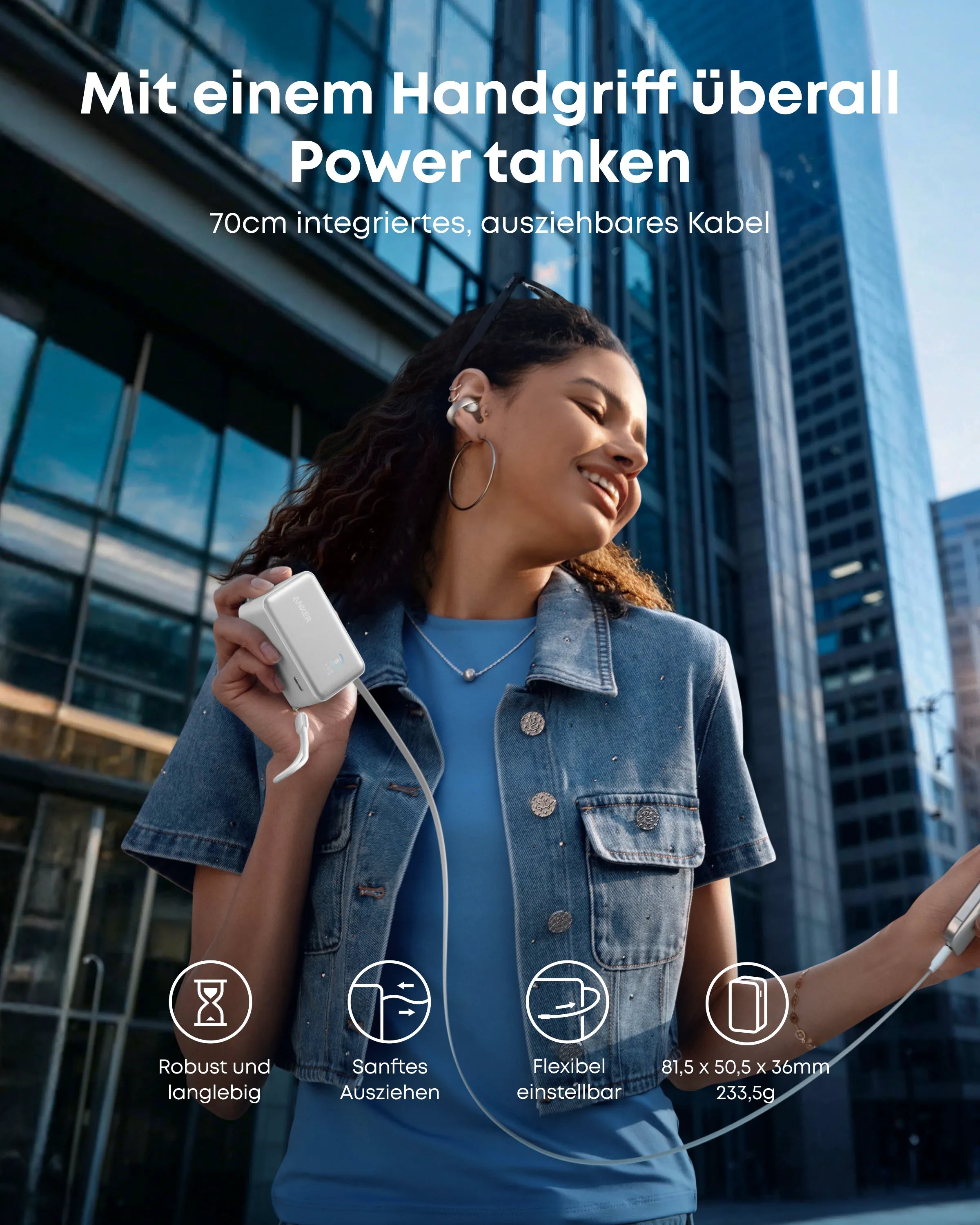 Anker Nano Power Bank (10K, 45W, Built-in Retractable USB-C Cable)