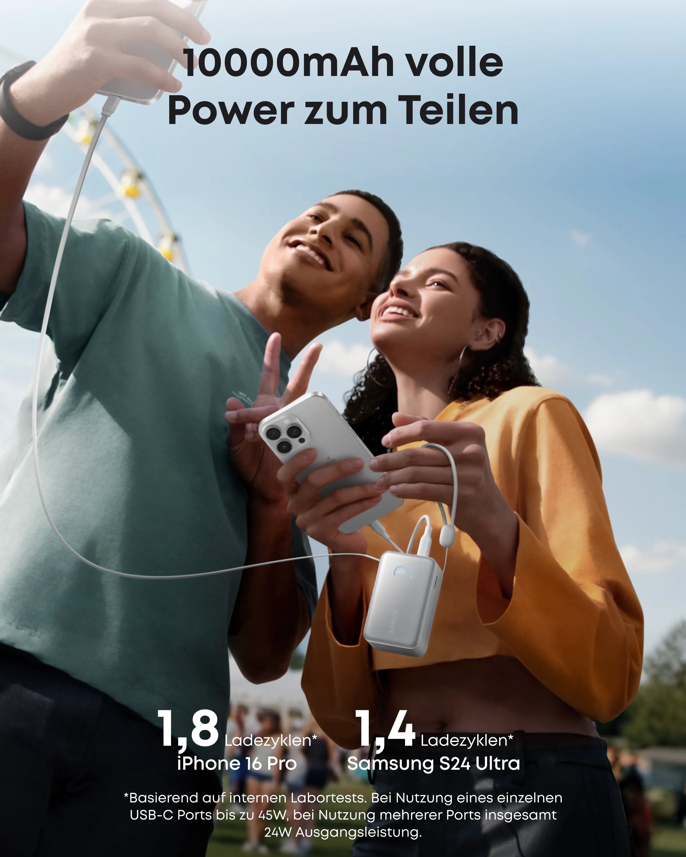 Anker Nano Power Bank (10K, 45W, Built-in Retractable USB-C Cable)