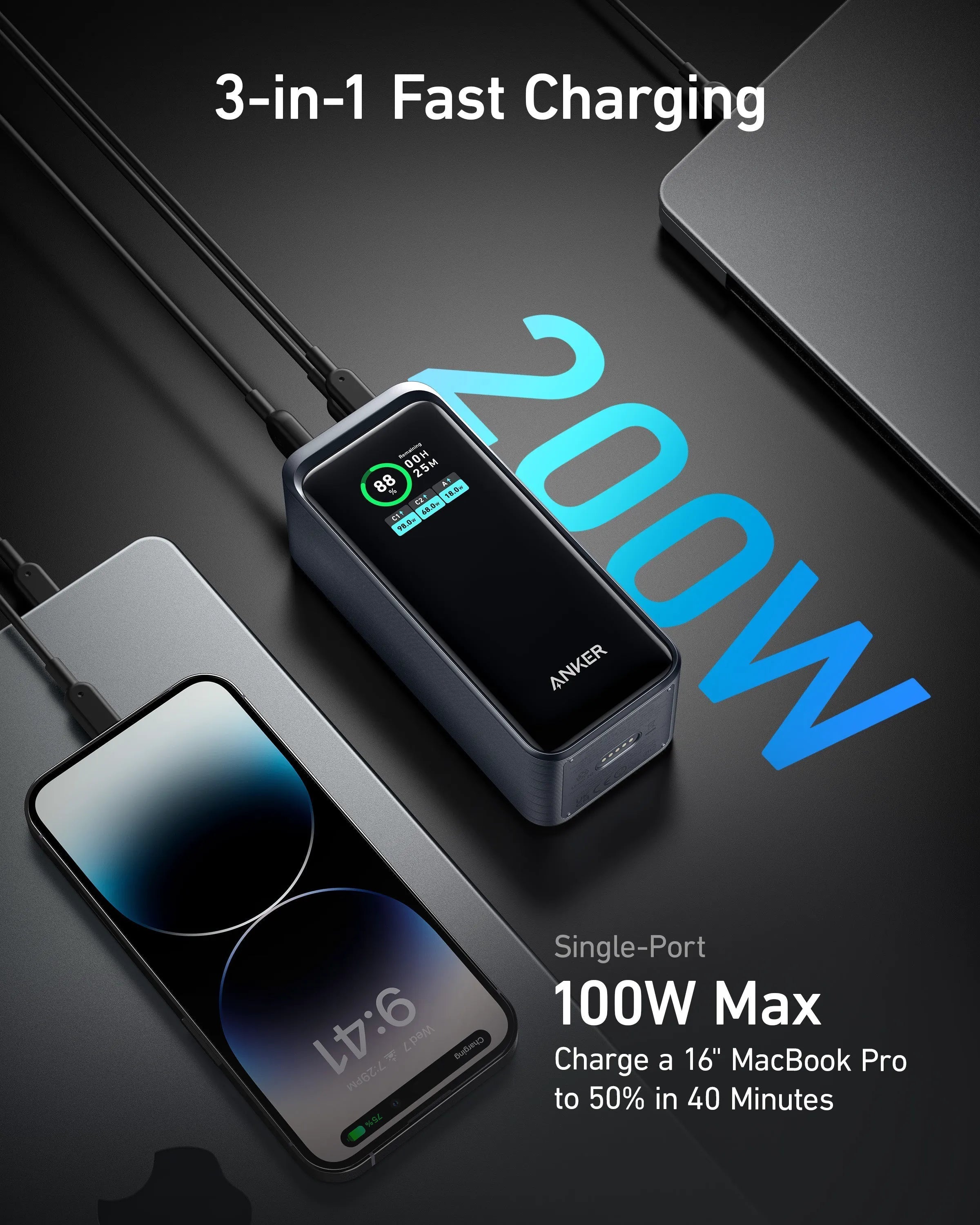 Anker Prime 20000mAh Power Bank (200W) with 100W Charging Base