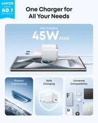 Anker Nano 45W USB-C Charger with USB-C to USB-C Cable