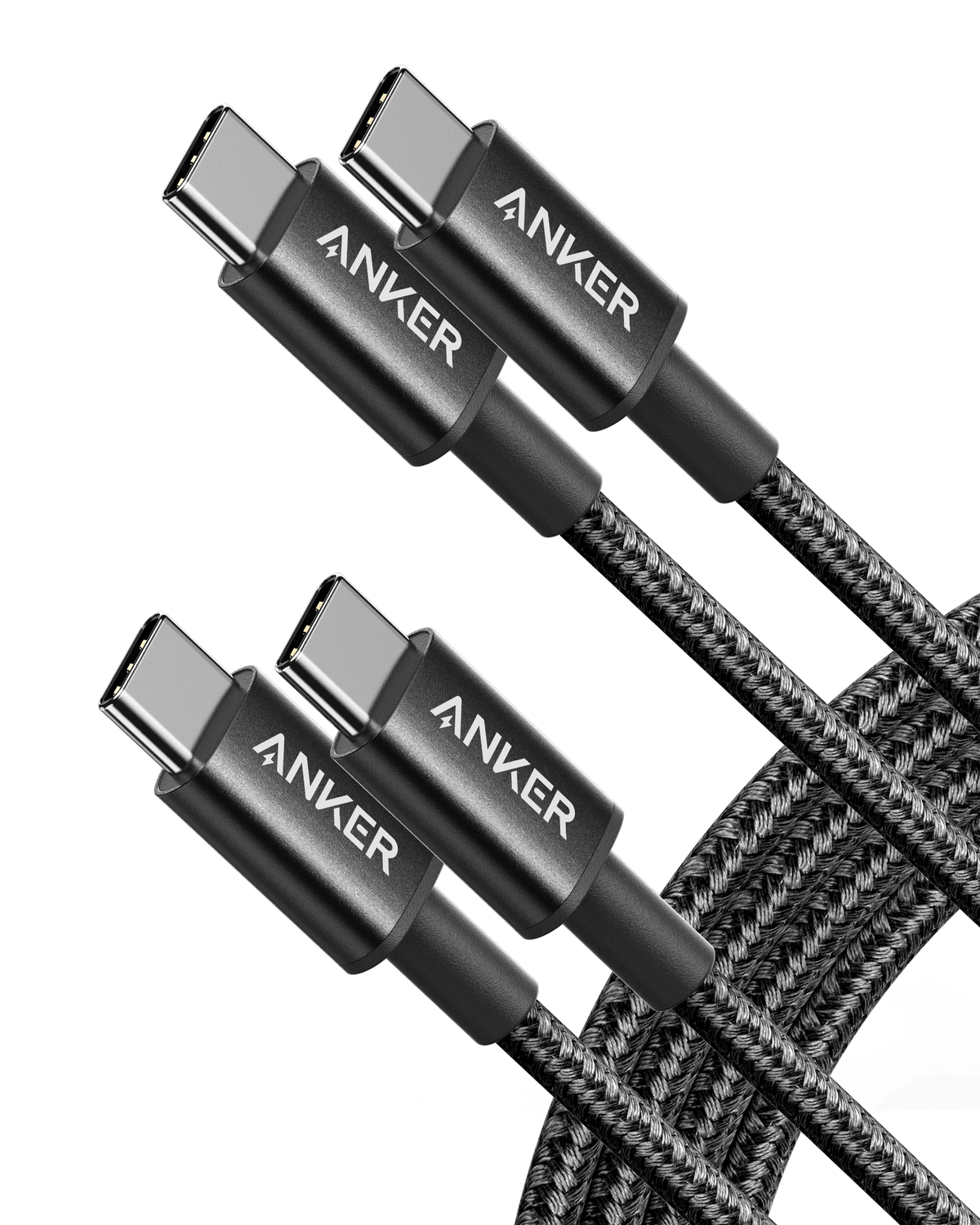 USB-C to USB-C Cable 6ft Braided 60W 2-Pack Black