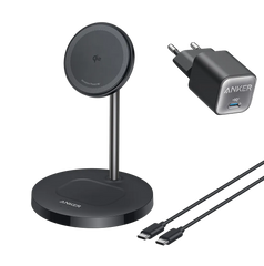 Anker 511 Charger (Nano 3, 30W) and Anker MagGo 2-in-1 Wireless Charging Station, 15W, MagSafe Compatible