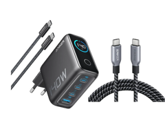 Anker 140W 4-Port PD 3.1 Charger with USB-C Cable + Anker Prime USB-C to USB-C Cable (240W, Upcycled Braided, 1.8m)