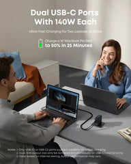 Anker 140W 4-Port USB-C PD 3.1 Laptop Charger with USB-C Cable and Anker Prime 240W Braided Recycled USB-C to USB-C Cable