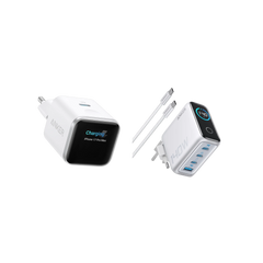 Anker Nano Charger (45W, Smart Display) + Anker Charger (140W, 4-Port, PD 3.1) with USB-C Cable