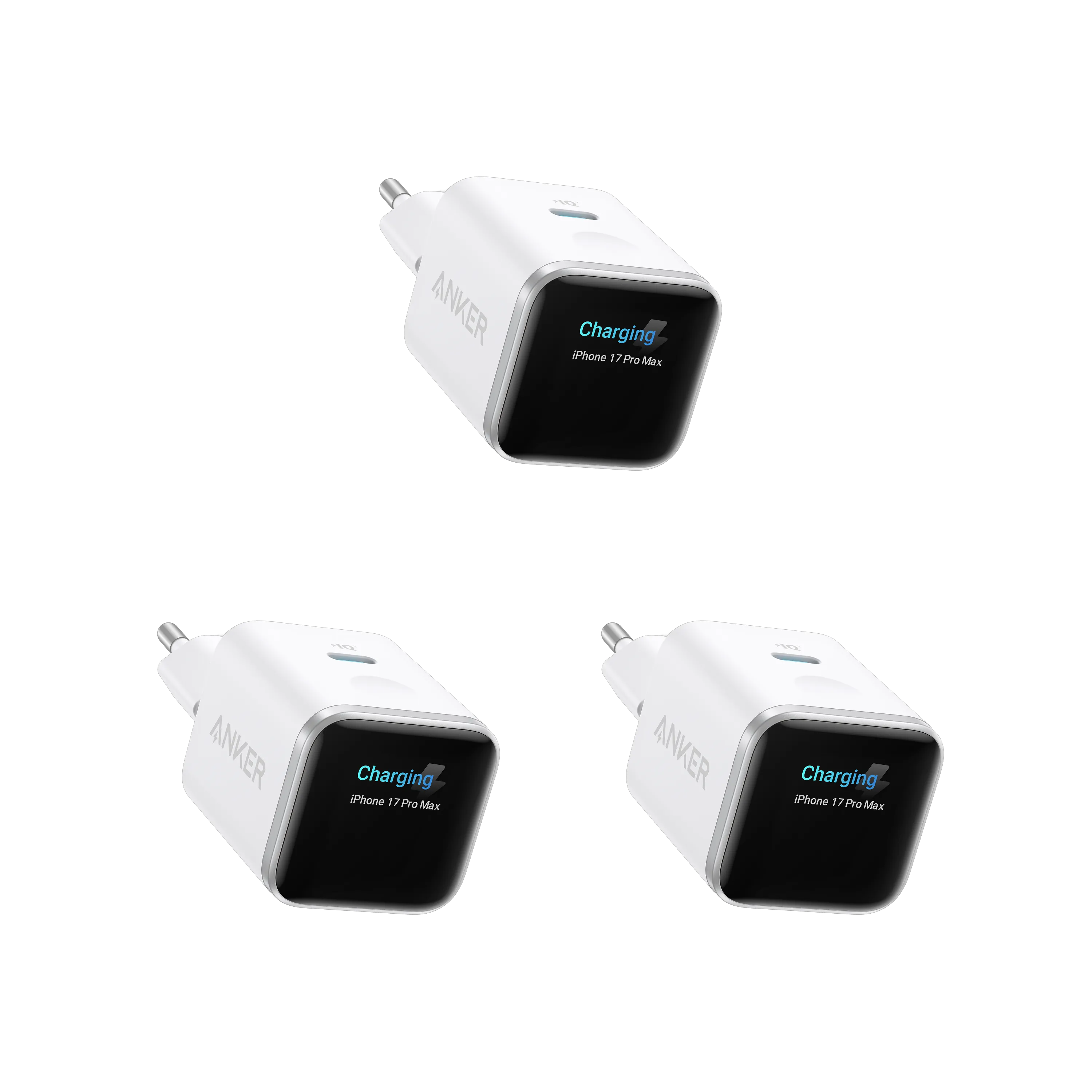 Anker Nano Charger (45W, Smart Display, 3-Pack)