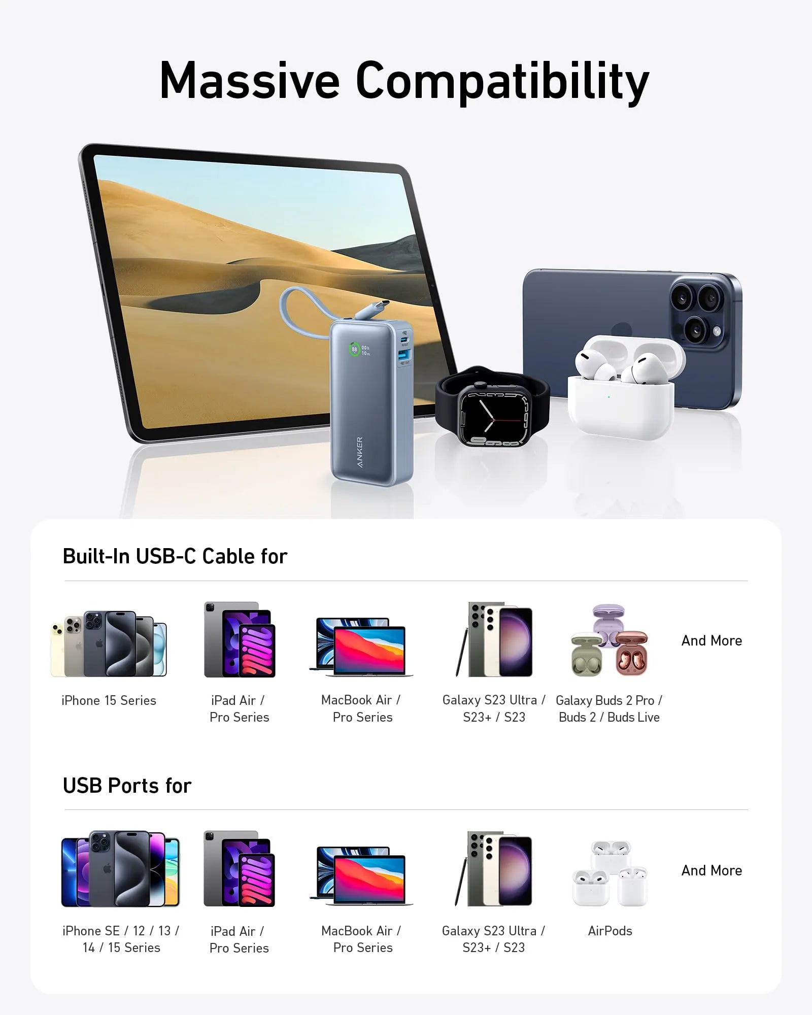 Anker Nano Power Bank (30W, Built-in USB-C Cable)