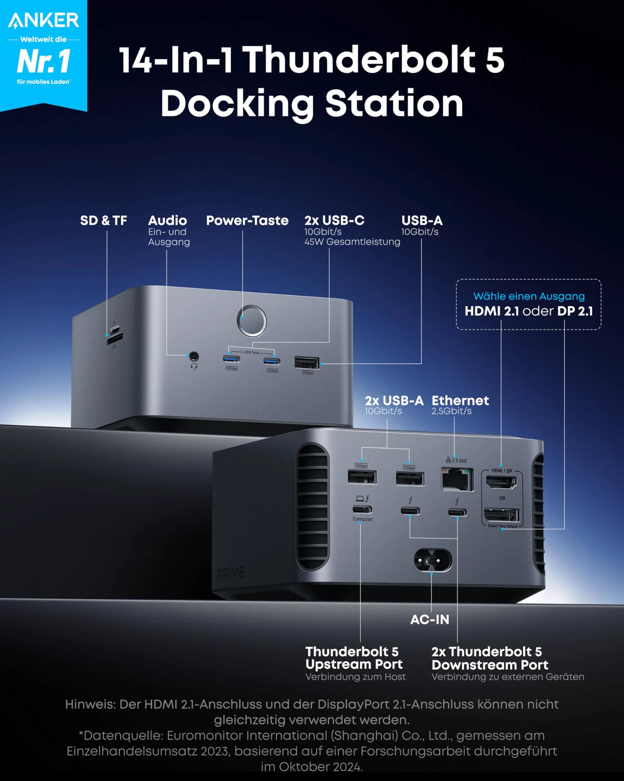 Anker Prime 14-in-1 Docking Station with 8K and Thunderbolt 5
