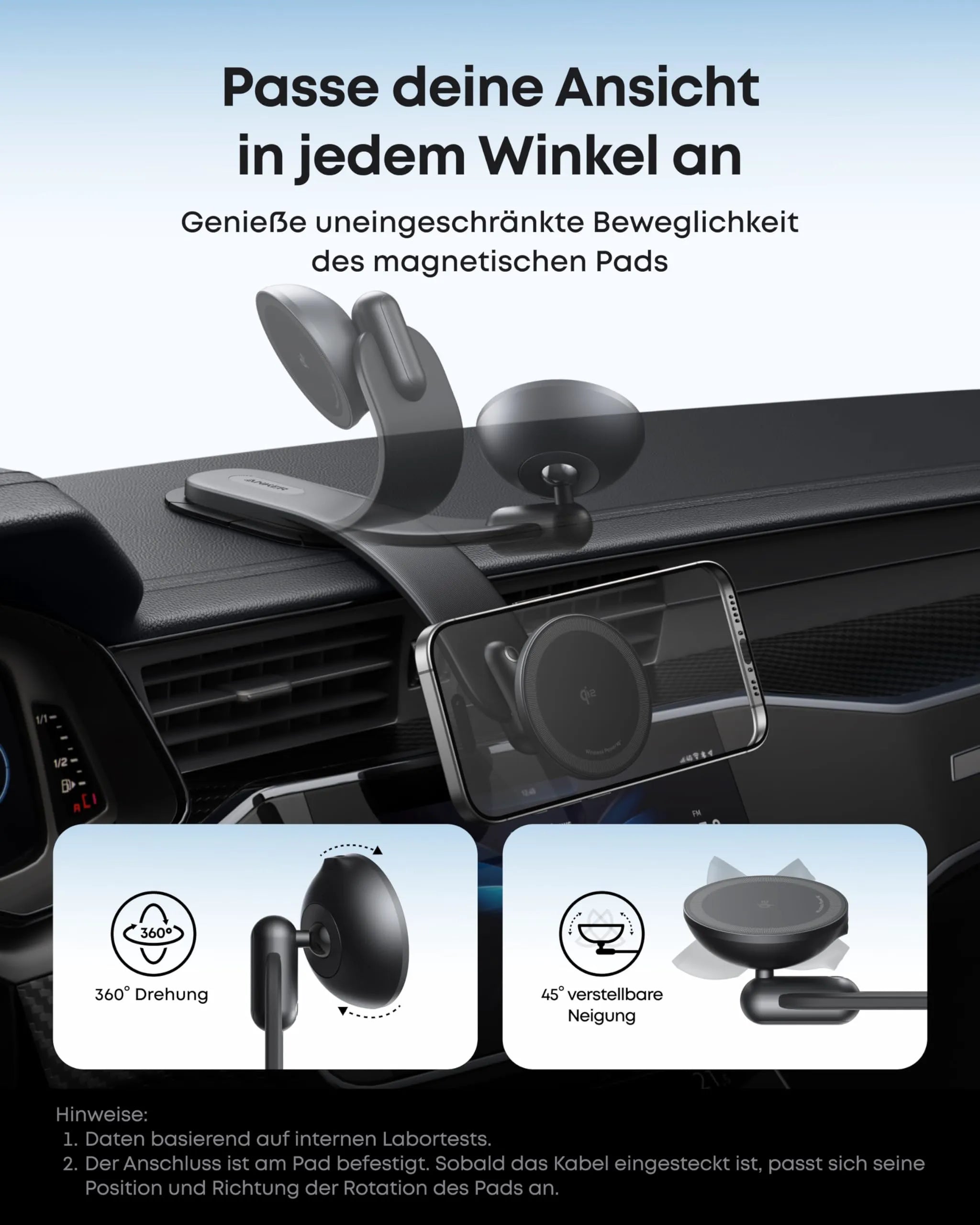 Anker Nano Wireless Car Charger (Magnetic, Detachable Charging Pad)