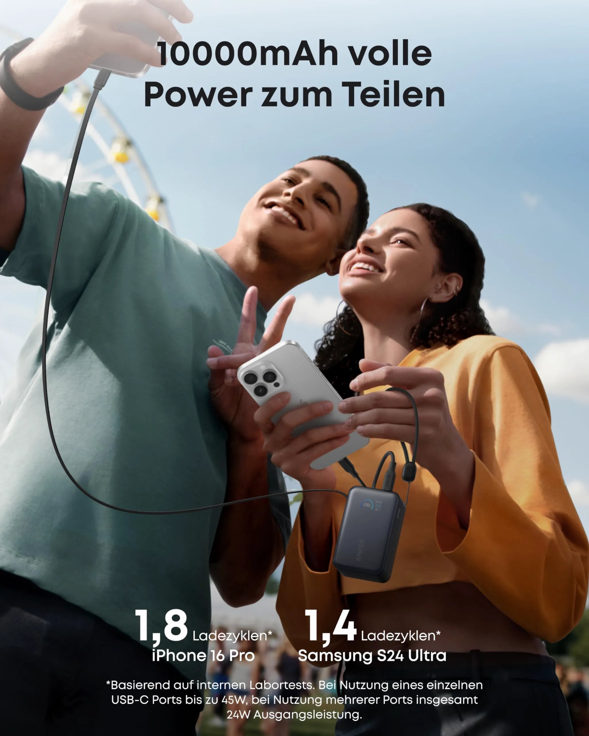 Anker 140W 4-Port USB-C Charger with PD 3.1 and USB-C Cable + Anker Nano Power Bank 10K 45W with Built-in Retractable USB-C Cable