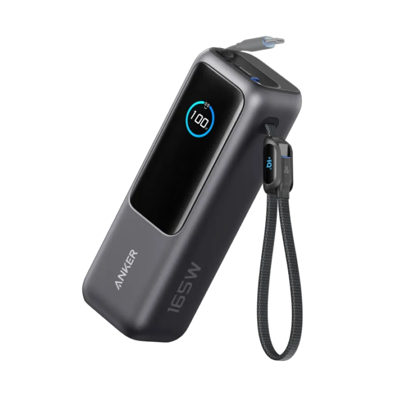 Anker Powerbank (25K, 165W, Built-in + Retractable Cable) + Anker Charger (140W, 4-Port, PD 3.1) with USB-C Cable