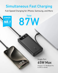 Anker Powerbank (20K, 87W, Built-in USB-C Cable) + Anker 2-in-1 USB-C to USB-C Cable (120cm, 140W, Braided Design)