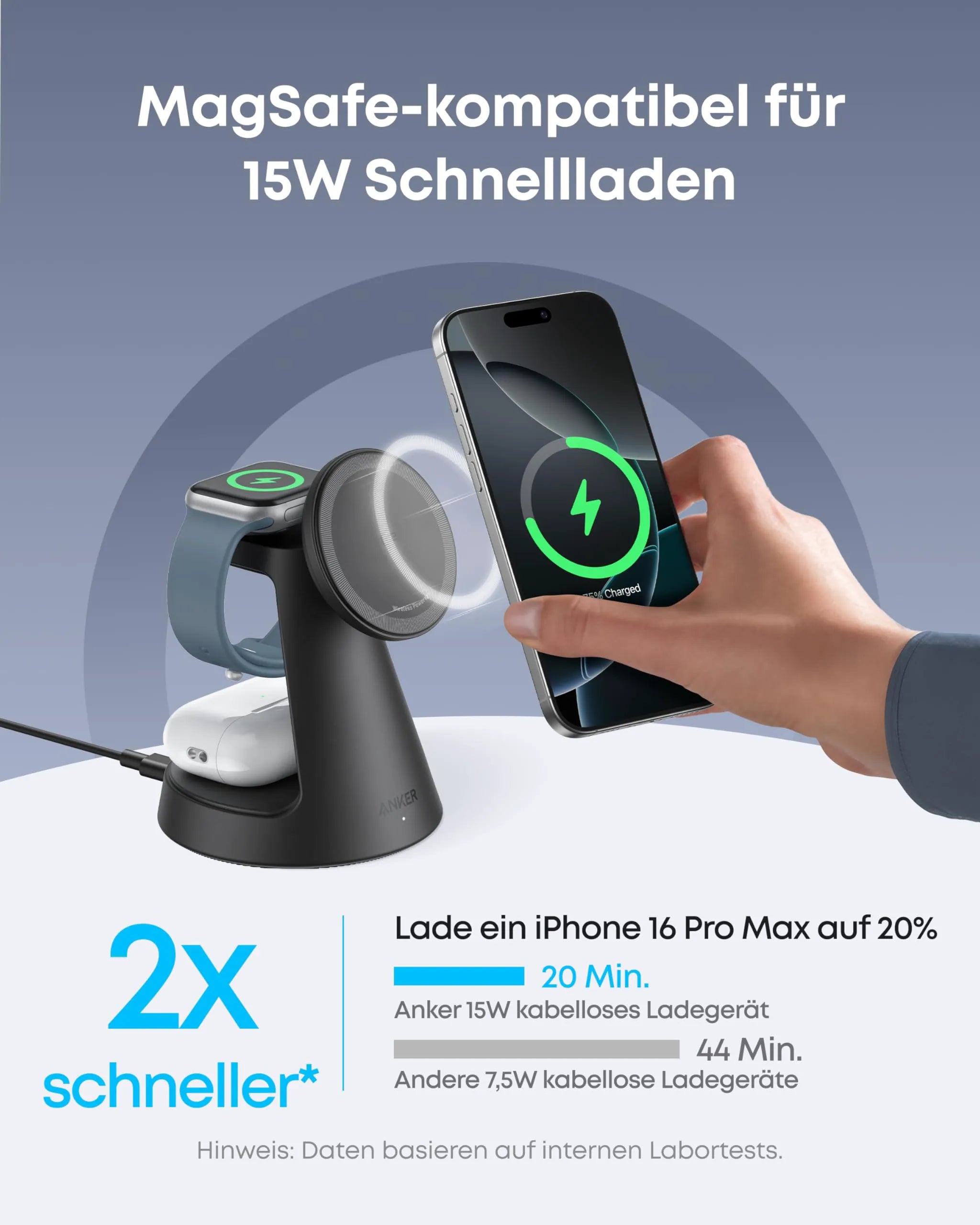Anker Wireless Charging Station (3-in-1, Magnetic Stand)