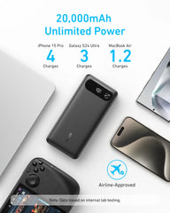 Anker Powerbank (20K, 87W, Built-in USB-C Cable) + Anker 2-in-1 USB-C to USB-C Cable (120cm, 140W, Braided Design)