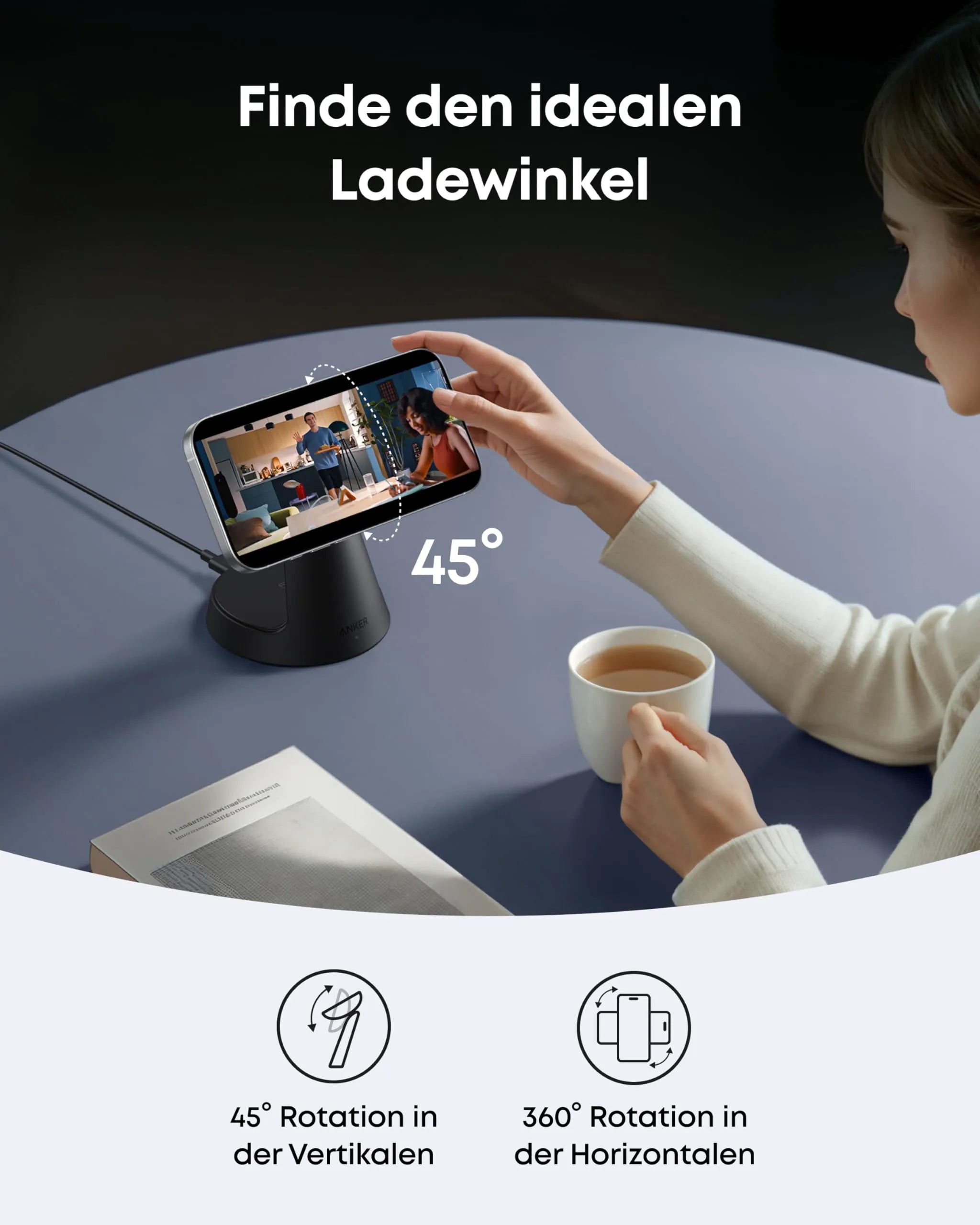 Anker Wireless Charging Station (3-in-1, Magnetic Stand)