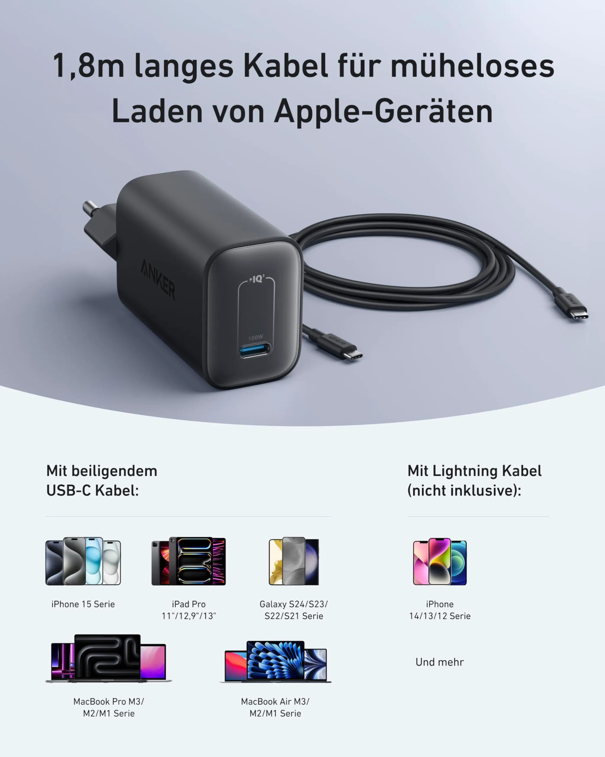 Anker Nano Charger (100W) with USB-C Cable