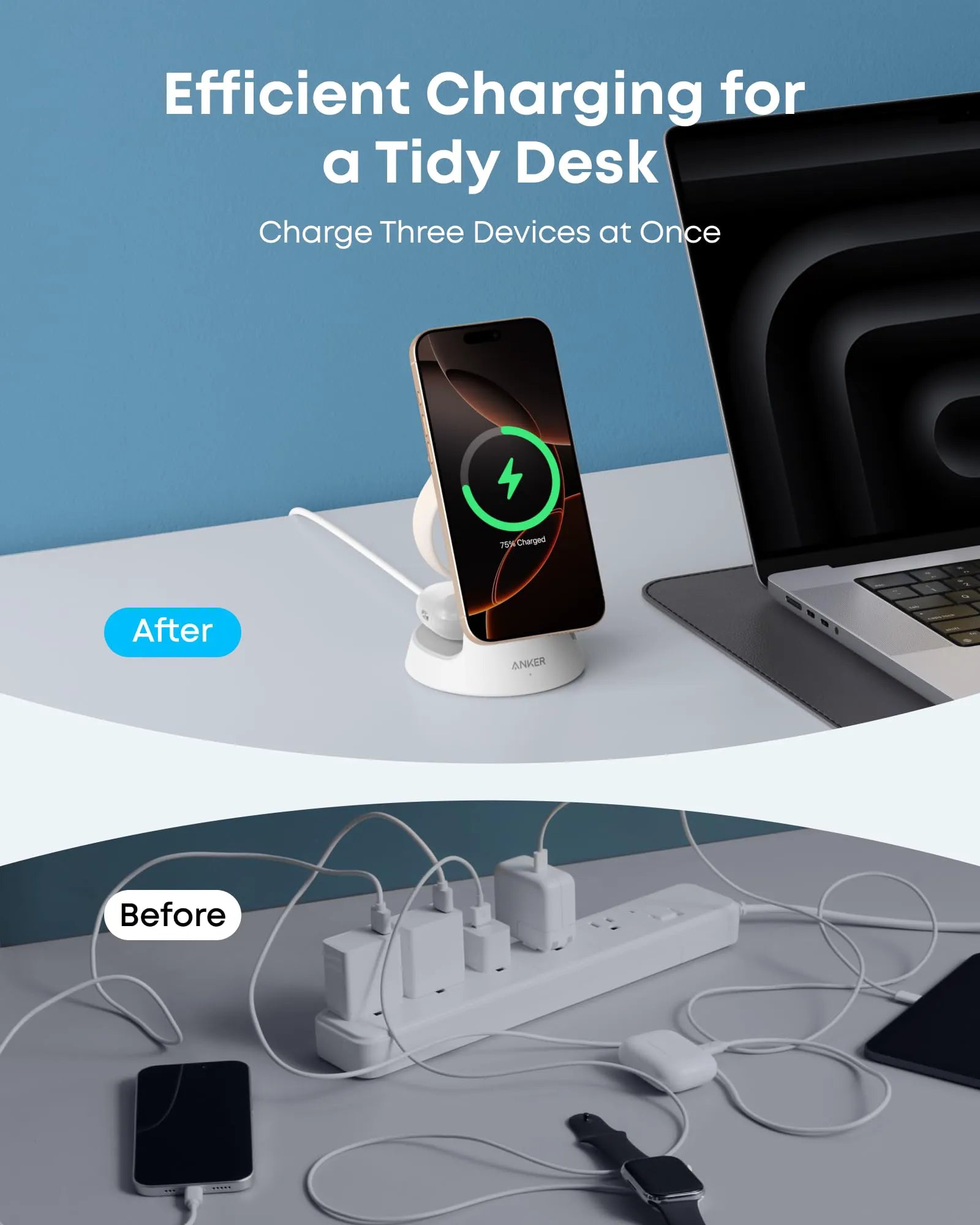Anker MagGo 3-in-1 Wireless Charging Station with Dock Stand