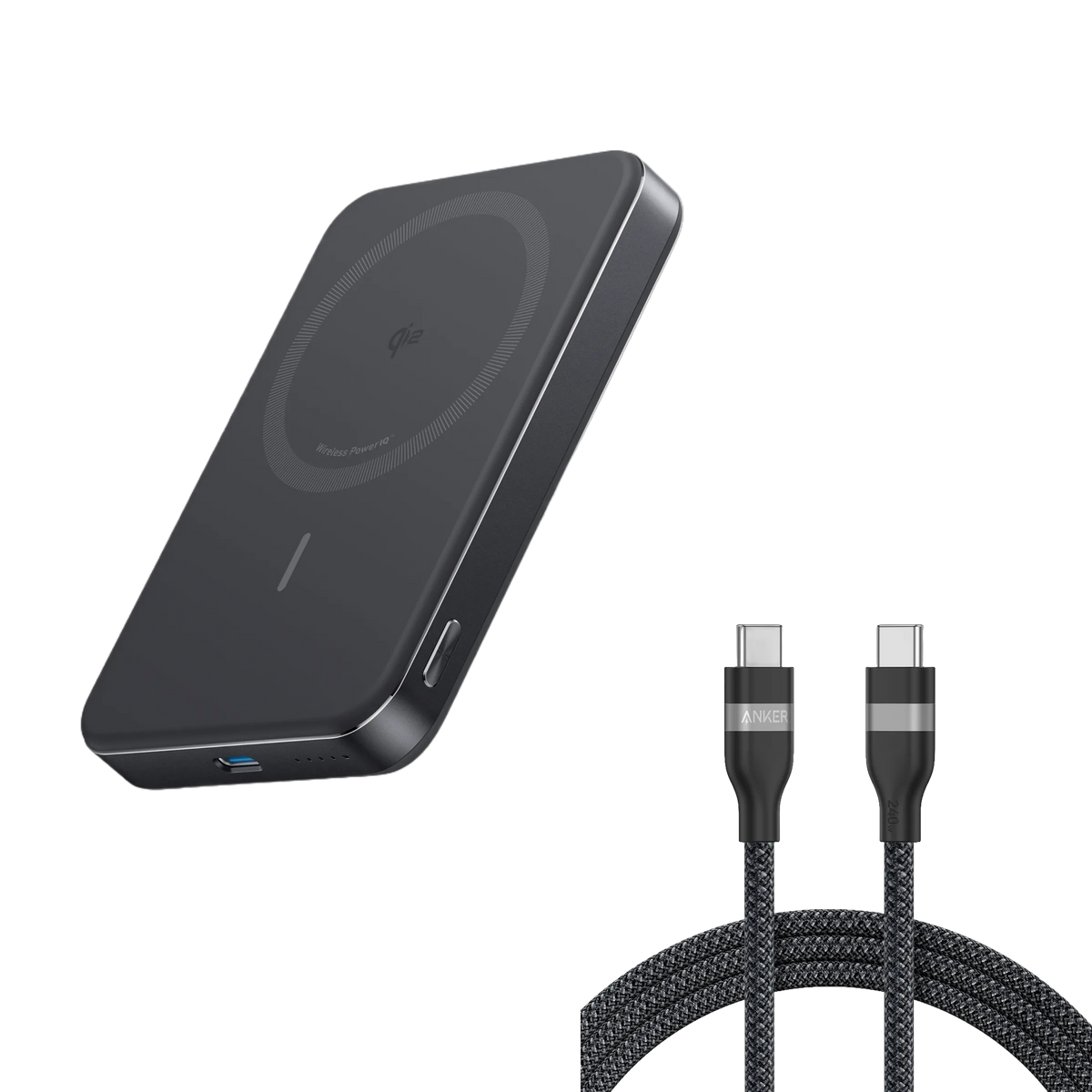 Anker MagGo Power Bank (10K, Slim) with USB-C to USB-C Cable (240W, Upcycled-Braided)
