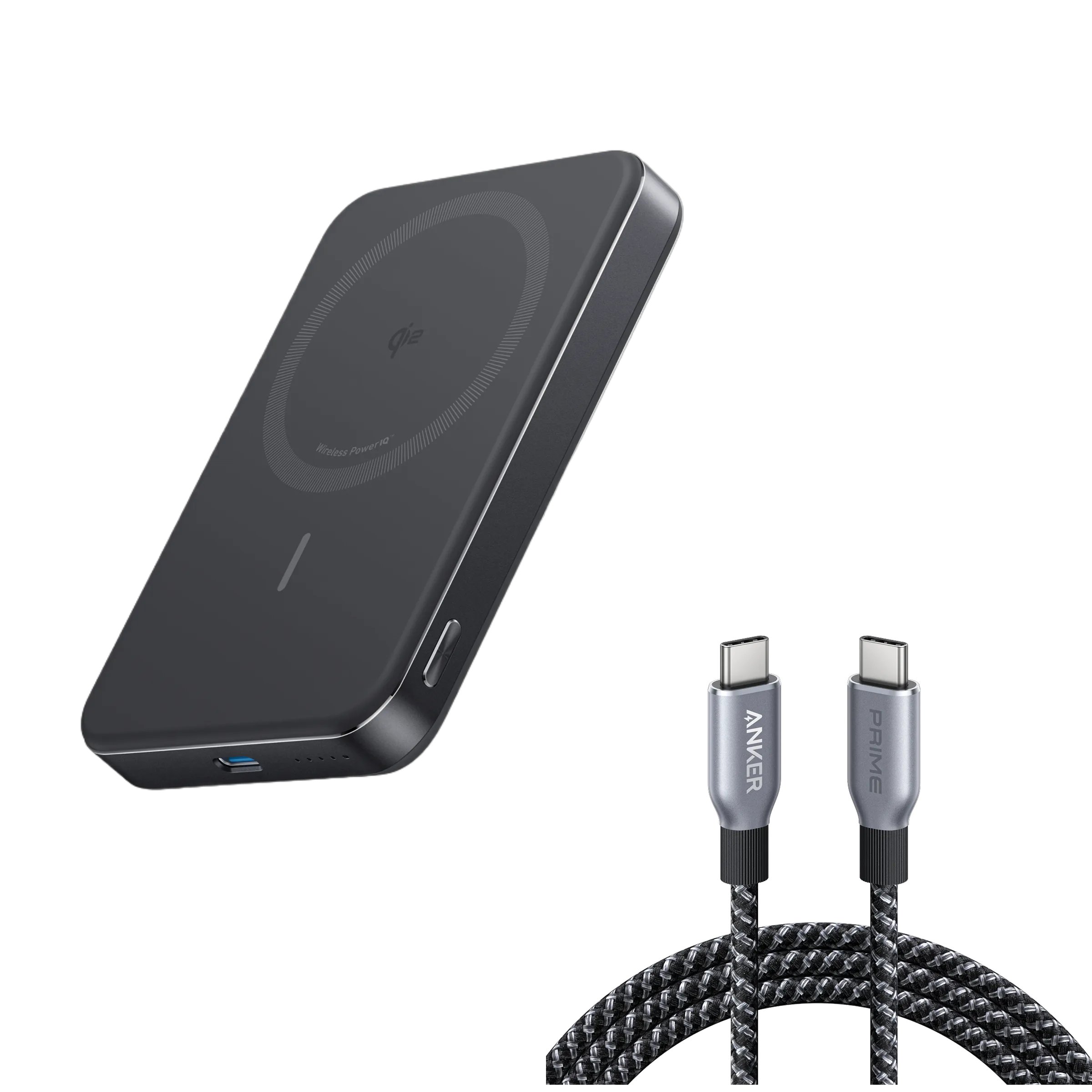 Anker MagGo Power Bank (10K, Slim) + Prime USB-C Cable (240W, Upcycled-Braided)