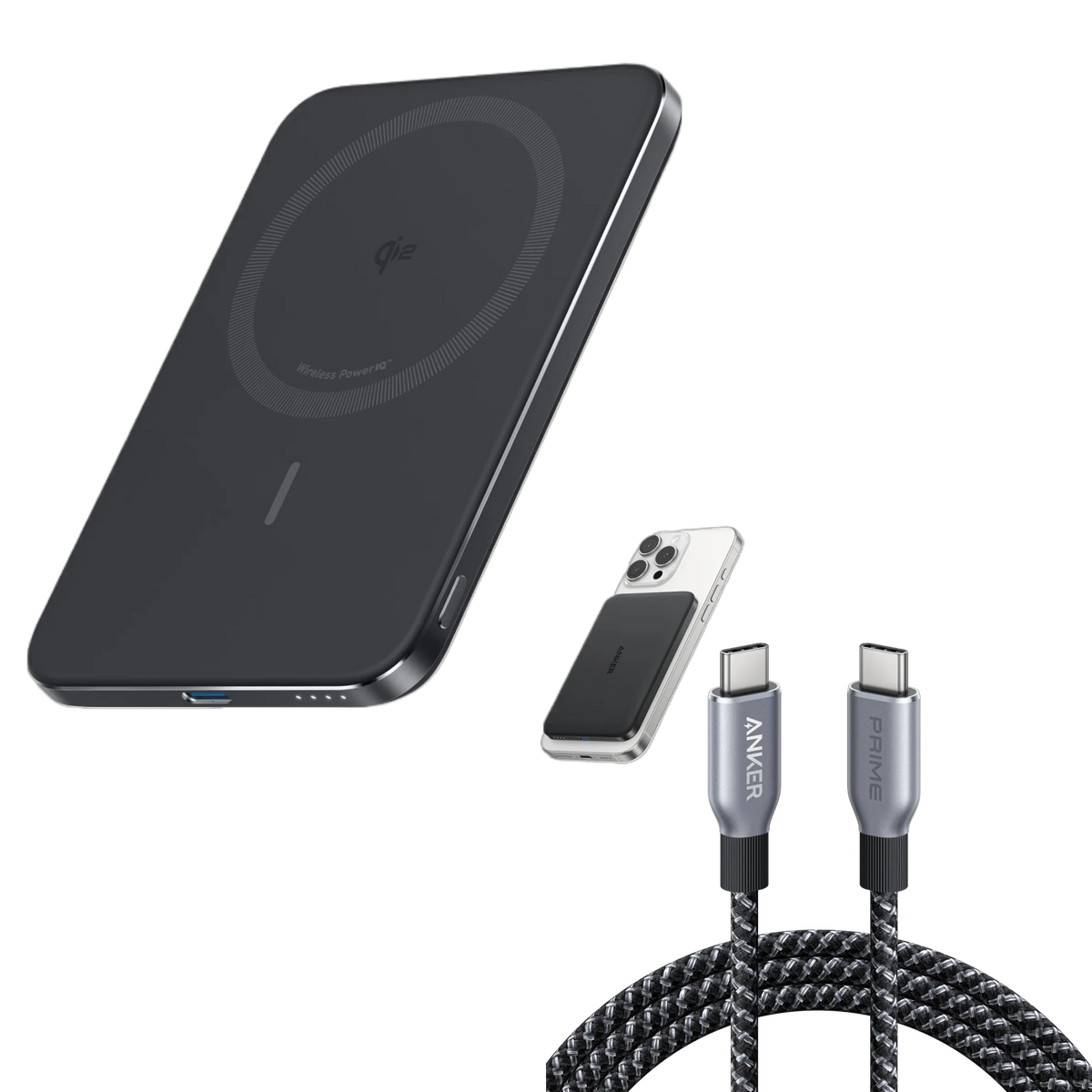 Anker Nano Power Bank (5,000mAh, MagGo, Slim Design) & Anker Prime USB-C to USB-C Cable (240W, Recycled Braided)