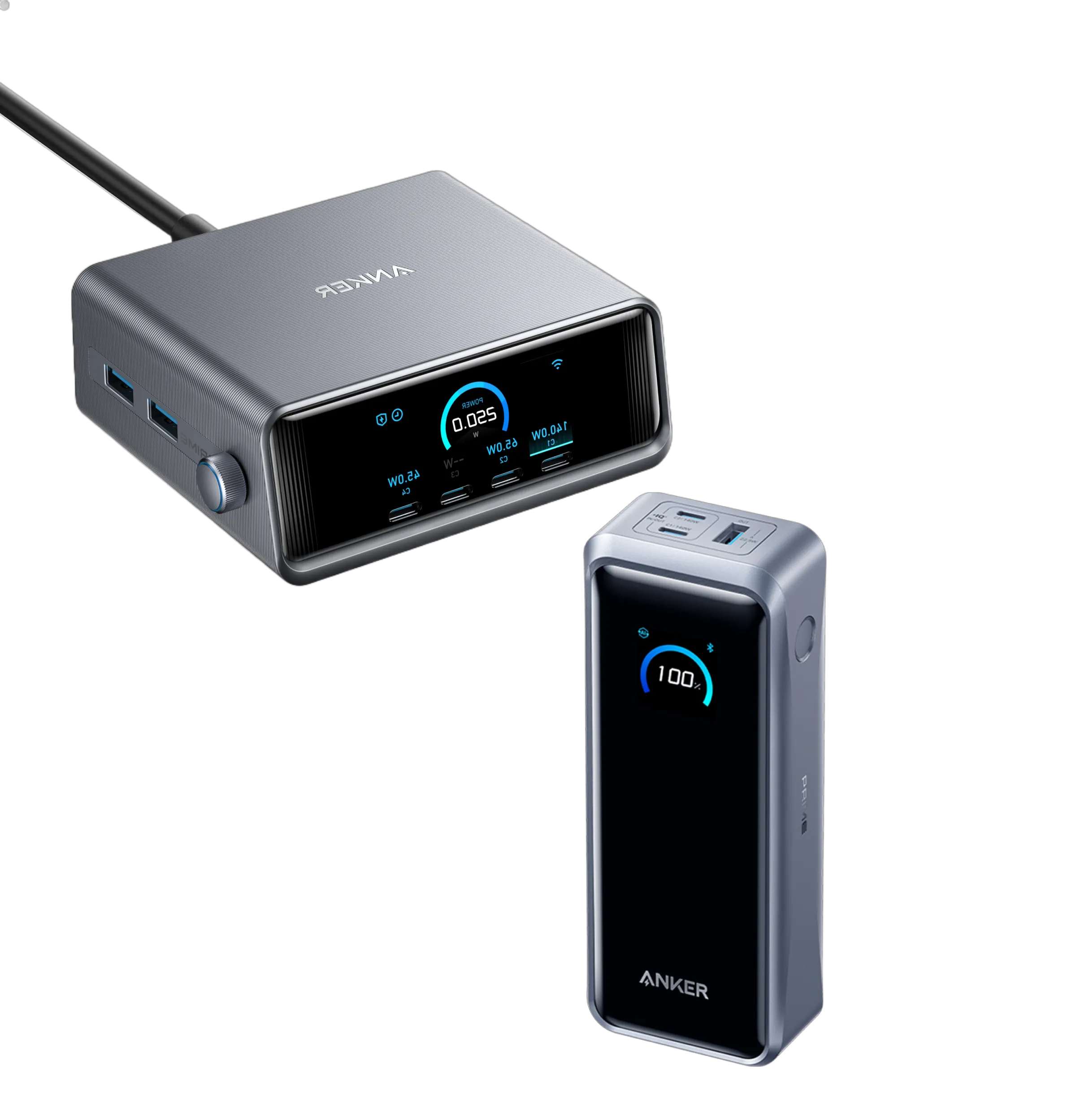 Anker Prime Power Bank (26,000mAh, 300W) and Anker Prime Charger (250W, 6-Port, GaNPrime)
