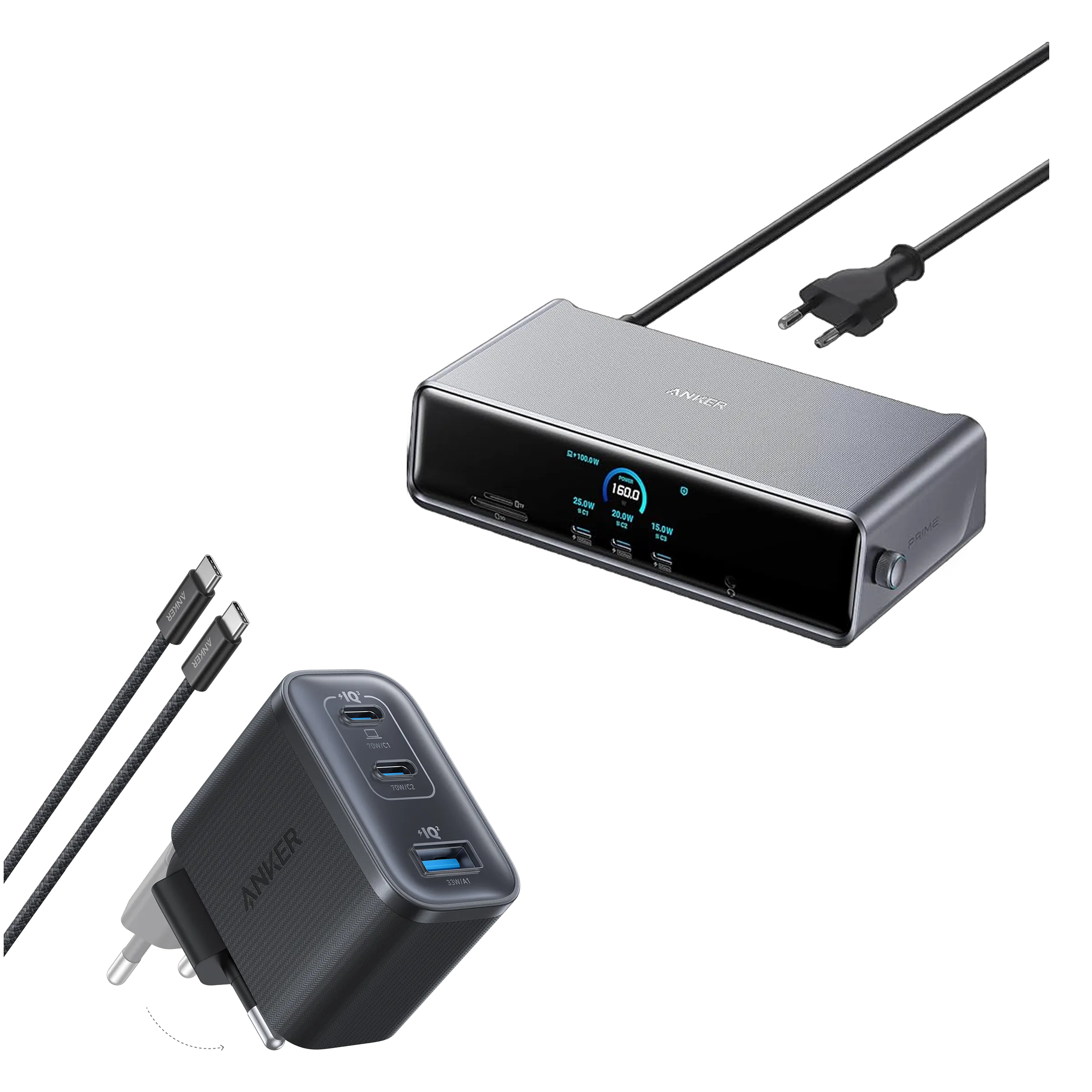 Anker Prime Docking Station & Anker Nano Charger (70W, 3 Ports)
