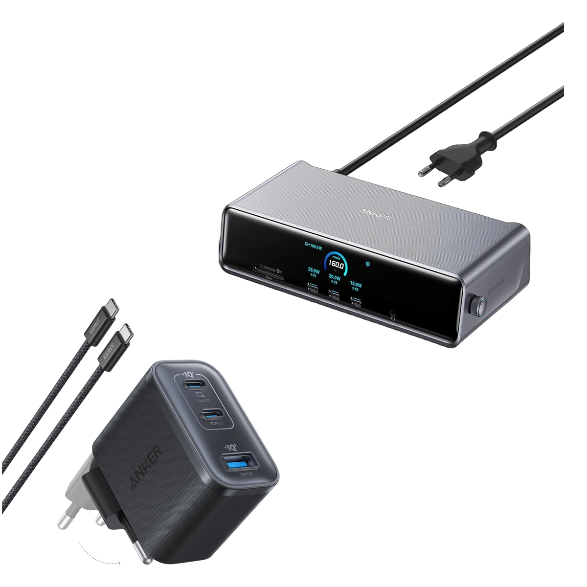 Anker Prime Docking Station & Anker Nano Charger (70W, 3 Ports)