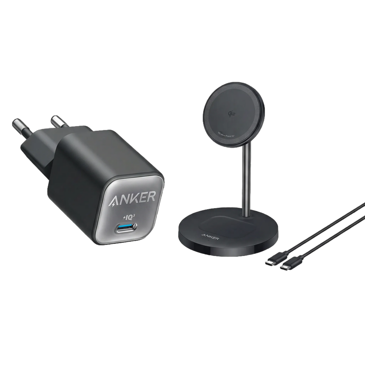 Anker MagGo Wireless Charger (2-in-1 Stand) + Anker Charger (Nano 3, 30W)