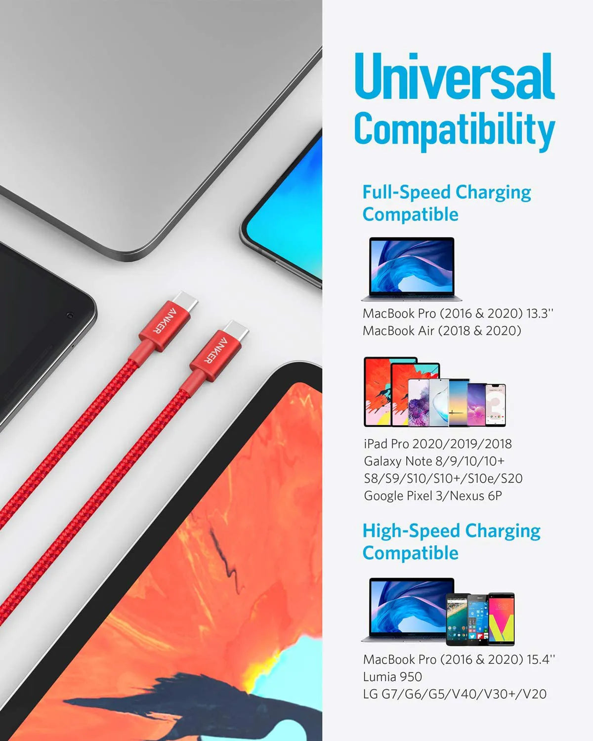 2-Pack Nylon USB-C to USB-C Cable (3.3ft, 60W)